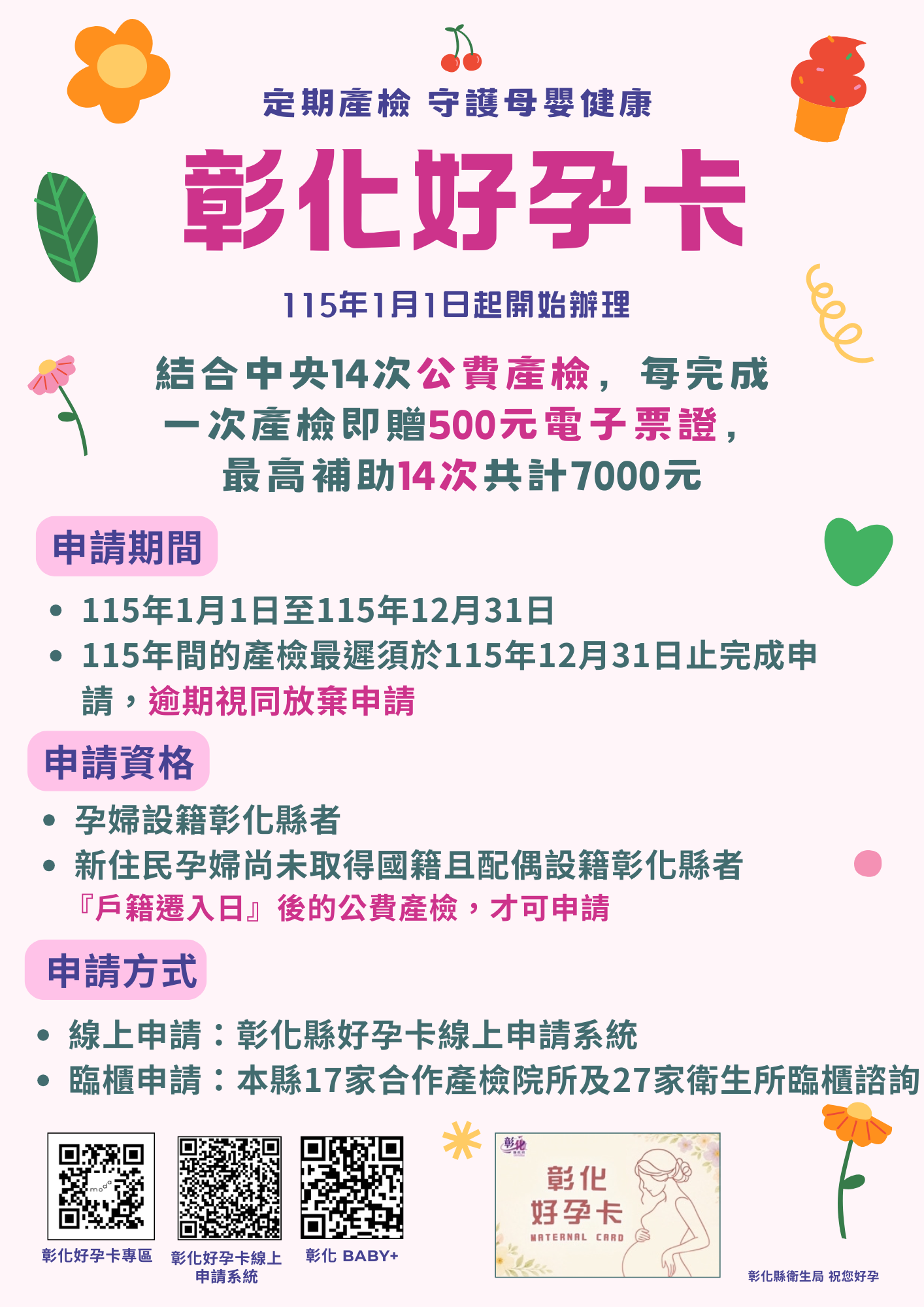 彰化好孕卡｜定期產檢 守護母嬰健康🏻宣傳圖片